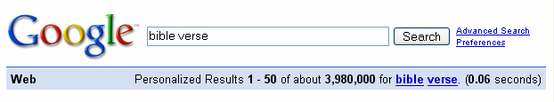 screenshot of Google search for 'bible verse'
